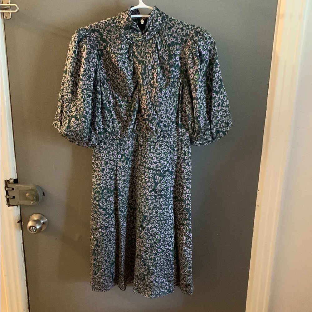 Kate Spade flair flora devore Floral Puff Sleeve Dress - Picture 5 of 9